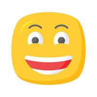 entusiasta emoji icono, contento cara diseño vector