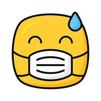 Ill emoji design, face mask on emoji face vector