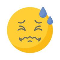 Painful expression, trendy icon of pain emoji, editable vector