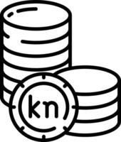 Kuna coin outline illustration vector