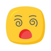 Dizzy emoji icon, dizziness expression design vector