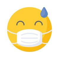 Ill emoji design, face mask on emoji face vector