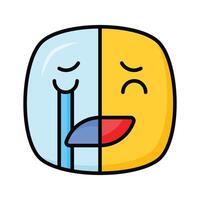 Happy sad feelings emoji icon, ready to use design vector