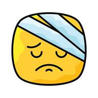 An amazing icon of pain emoji, injured, sad, expressions vector