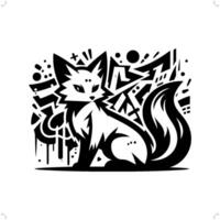 fennec zorro zorro silueta, animal pintada etiqueta, cadera brincar, calle Arte tipografía ilustración. vector