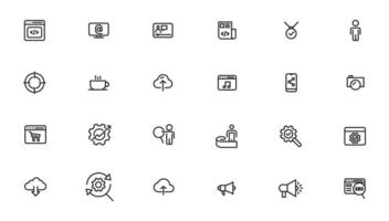 Search Engine Optimization and web development. Thin line web icon collection vector