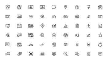 Search Engine Optimization and web development. Thin line web icon collection vector