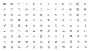 Search Engine Optimization and web development. Thin line web icon collection vector