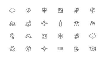 Environment and nature linear icons collection.simple outline icons collection, Pixel Perfect icons, Simple illustration vector