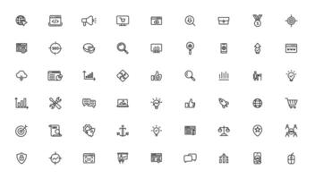 Search Engine Optimization and web development. Thin line web icon collection vector