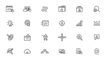 Search Engine Optimization and web development. Thin line web icon collection vector