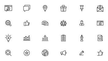 Search Engine Optimization and web development. Thin line web icon collection vector