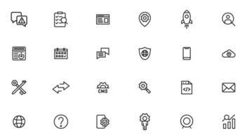 Search Engine Optimization and web development. Thin line web icon collection vector