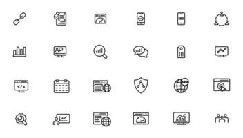 Search Engine Optimization and web development. Thin line web icon collection vector