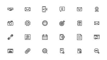 Search Engine Optimization and web development. Thin line web icon collection vector