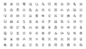 Security line icons set. Cyber lock, unlock, password. Guard, shield, home security system icons. Eye access, electronic check, firewall. Internet protection, laptop password.Outline icon. vector