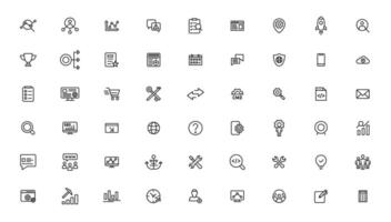 Search Engine Optimization and web development. Thin line web icon collection vector