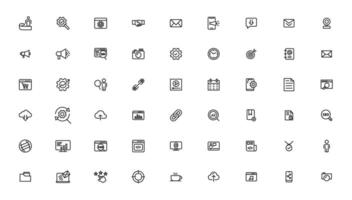 Search Engine Optimization and web development. Thin line web icon collection vector