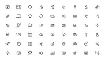 Search Engine Optimization and web development. Thin line web icon collection vector