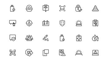 Security line icons set. Cyber lock, unlock, password. Guard, shield, home security system icons. Eye access, electronic check, firewall. Internet protection, laptop password.Outline icon. vector