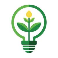 renovable energía recursos logo ligero bulbo con planta en eso eco simpático energía logo vector
