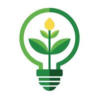 Renewable Energy Resources Logo Light Bulb with Plant in It Eco Friendly Energy Logo vector