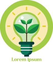 Renewable Energy Resources Logo Light Bulb with Plant in It Eco Friendly Energy Logo vector