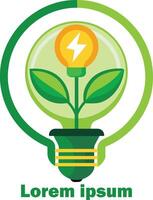 renovable energía recursos logo ligero bulbo con planta en eso eco simpático energía logo vector