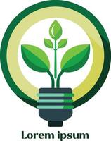 Renewable Energy Resources Logo Light Bulb with Plant in It Eco Friendly Energy Logo vector