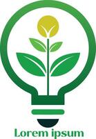 Renewable Energy Resources Logo Light Bulb with Plant in It Eco Friendly Energy Logo vector