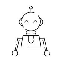 Chatbot line icon. Humanoid robot. Personal voice assistance. Smart speaker artificial intelligence. Technology sign. vector