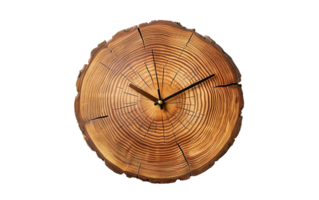 A Wooden Wall Clock Display on Transparent Background png