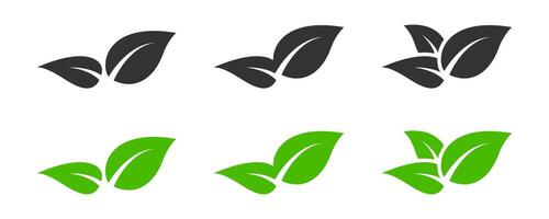 Green leaf icon set. illustration. vector