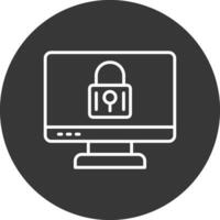 Locked Computer Line Inverted Icon Design vector