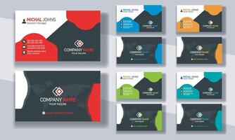 Creative modern clean corporate double-side business card template, personal visiting card, professional simple identity blue, red, white and black elegant visiting card. vector