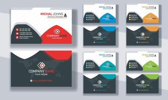 Creative modern clean corporate double-side business card template, personal visiting card, professional simple identity blue, red, white and black elegant visiting card. vector