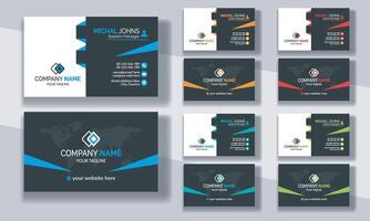 Creative modern clean corporate double-side business card template, personal visiting card, professional simple identity blue, red, white and black elegant visiting card. vector