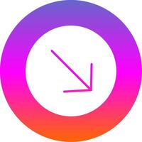 Down Right Arrow Glyph Gradient Circle Icon Design vector