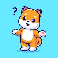 Cute Shiba Inu Dog Confuse Cartoon vector
