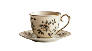 antico tazza di tè e piattino su trasparente sfondo png