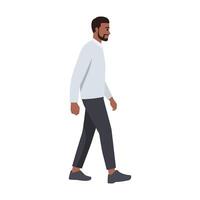 Side View of a Black Man Walking Forward. vector