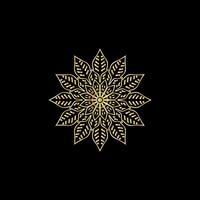 Mandala. Gold decorative element. Picture for coloring. Abstract circular ornament with stylized leaves vector