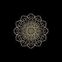 Mandala. Gold decorative element. Picture for coloring. Abstract circular ornament with stylized leaves vector