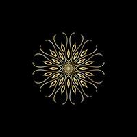 Mandala. Gold decorative element. Picture for coloring. Abstract circular ornament with stylized leaves vector