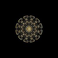 Mandala. Gold decorative element. Picture for coloring. Abstract circular ornament with stylized leaves vector