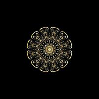 Mandala. Gold decorative element. Picture for coloring. Abstract circular ornament with stylized leaves vector