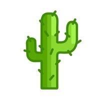 Cactus drawn in a gaming style. Prickly plant. Botany in the desert. Item from the game. isolated object. Green color with outline. Flat style. illustration vector