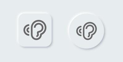 Hearing line icon in neomorphic design style. Noice signs illustration. vector