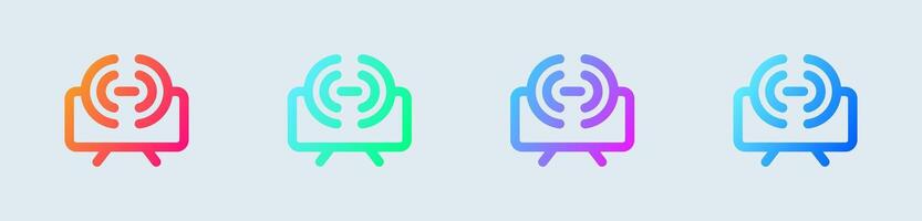 Broadcast channel line icon in gradient colors. Wireless signs illustration. vector