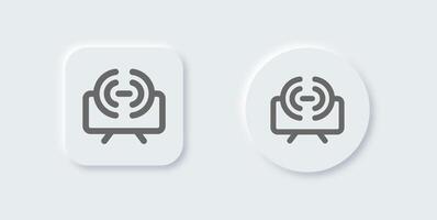 Broadcast channel line icon in neomorphic design style. Wireless signs illustration. vector